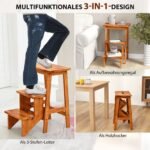 3 pakopų kopėtėlės su kaučiukmedžio rankena (Ruda)