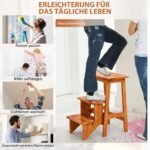 3 pakopų kopėtėlės su kaučiukmedžio rankena (Ruda)