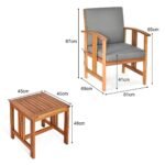 3 dalių akacijos medienos lauko baldų komplektas su stalu (Pilka)