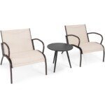 Lauko baldų komplektas: dvi kėdės ir staliukas (Šviesiai ruda)