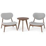 Svetainės komplektas: du foteliai ir staliukas (Šviesiai pilka)