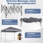 Reguliuojamo aukščio sulankstomas paviljonas 3x3 m (Pilka)