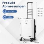 Išplečiamas rankinis lagaminas su TSA spyna (Balta)