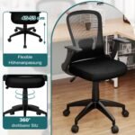 Ergonomiška biuro kėdė su atlenkiamais porankiais ir juosmens atrama (Juoda)