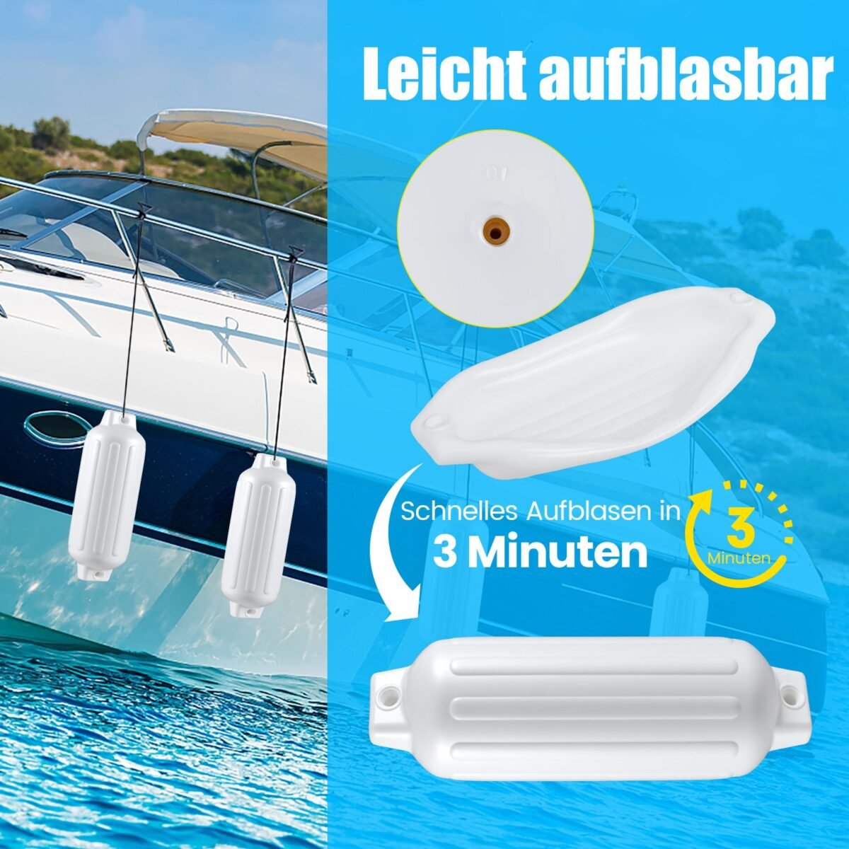 Laivų fenderiai (4 vnt.) 68 5 x 21 5 cm (Balta)