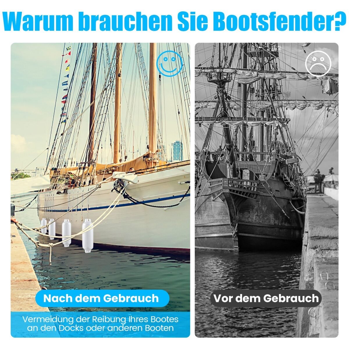 Laivų fenderiai (4 vnt.) 68 5 x 21 5 cm (Balta)