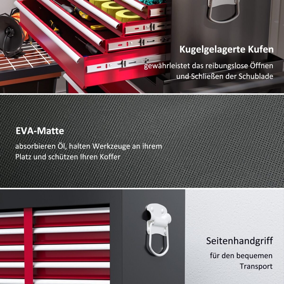 Plieninė dviejų dalių rakinama įrankių spintelė su ratukais