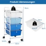 Mobilus keturių stalčių laikymo vežimėlis su ratukais (Mėlyna)