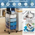 Mobilus keturių stalčių laikymo vežimėlis su ratukais (Mėlyna)