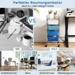 Mobilus keturių stalčių laikymo vežimėlis su ratukais (Mėlyna)