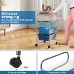 Mobilus keturių stalčių laikymo vežimėlis su ratukais (Mėlyna)