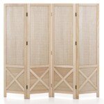 Sulankstomas 4 dalių pertvarų komplektas su perforuota lenta ir mediniu rėmu (Natūrali)