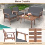 Sodo baldų komplektas iš akacijos medienos 4 dalys (Pilka)