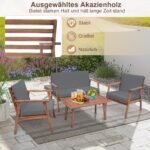 Sodo baldų komplektas iš akacijos medienos 4 dalys (Pilka)