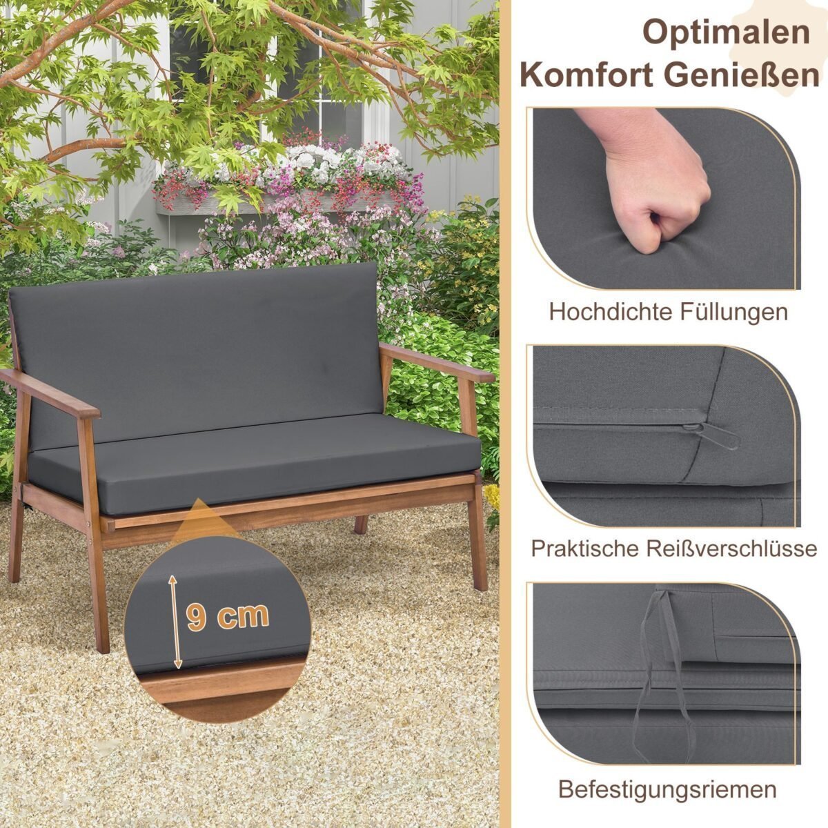 Sodo baldų komplektas iš akacijos medienos 4 dalys (Pilka)