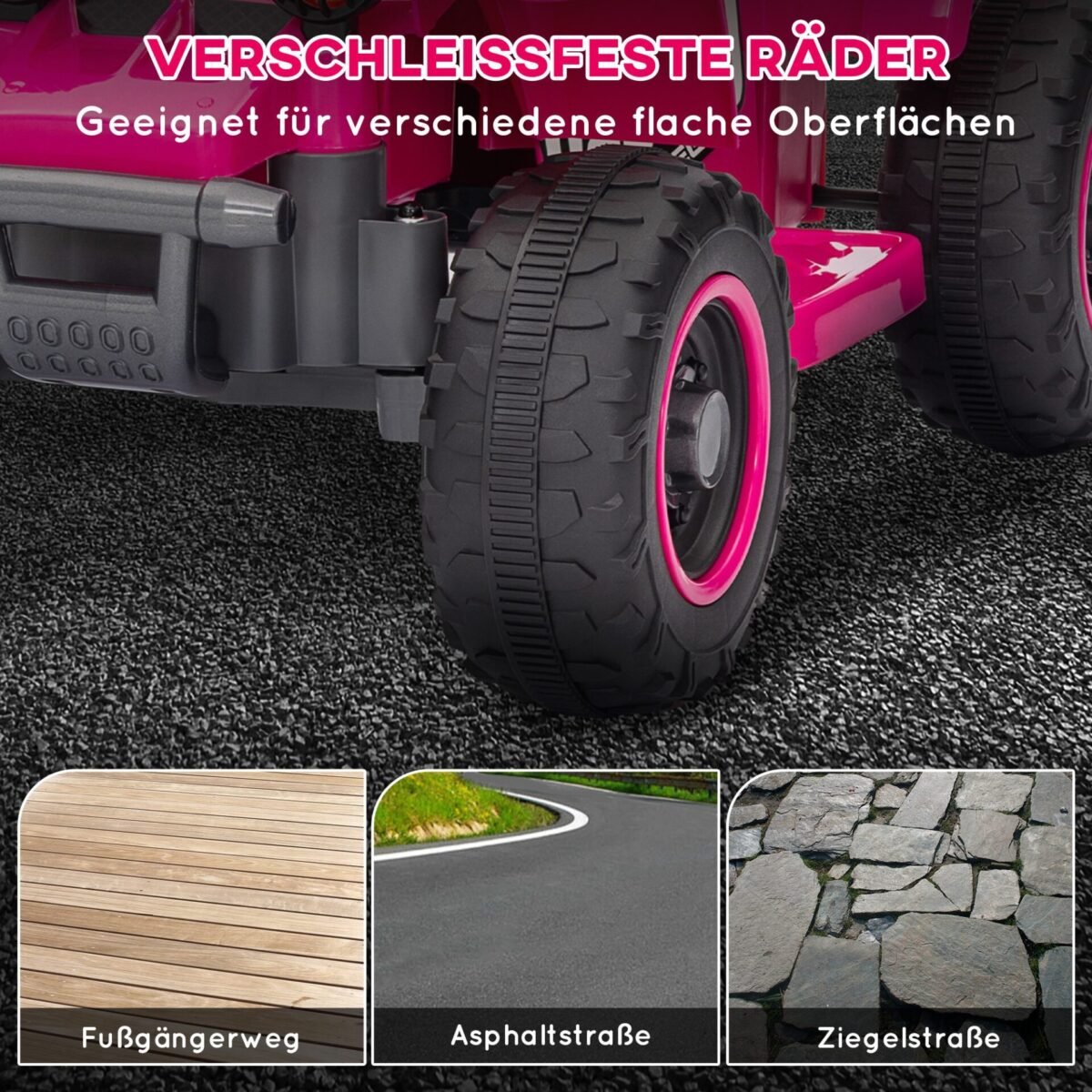 Elektrinis keturratis vaikams, važiuojantis pirmyn ir atgal, LED žibintais, 18-36 mėn.