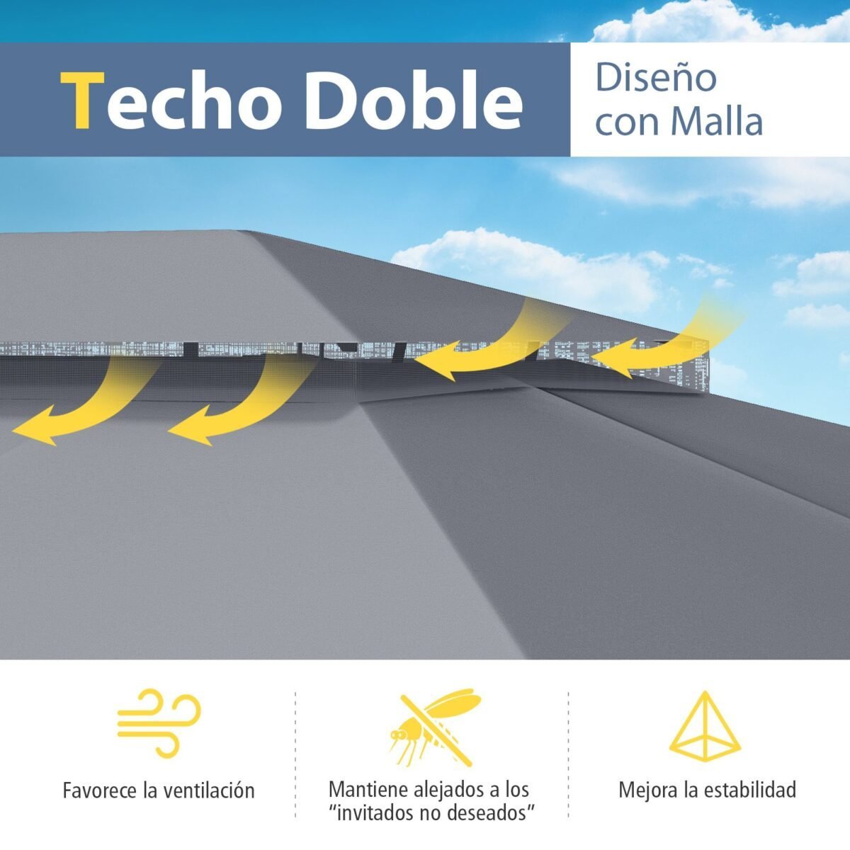Sodo paviljonas 4x3 m atsparus vandeniui (Pilka)