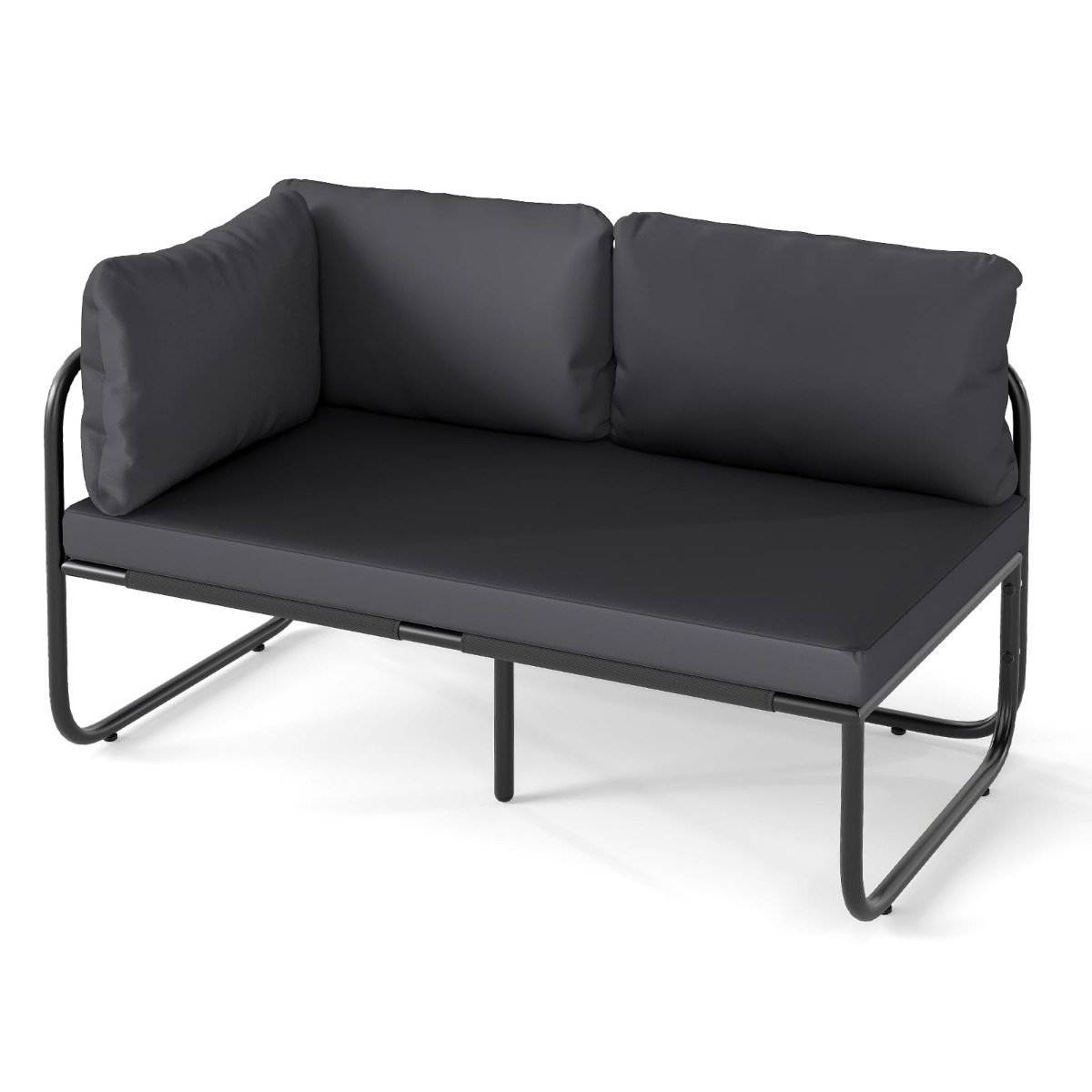 515ohadvfzl. Lauko dvivietė sofa su pagalvėmis (Pilka)