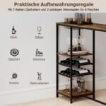 Baro stalas su laikymo lentynomis ir vyno laikikliu (Ruda)