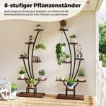 Daugiaaukštis augalų stovas su auginimo šviestuvais (Ruda + Juoda)