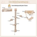 Sieninis kačių draskyklė su poilsio nameliu ir platformomis (Natūrali)