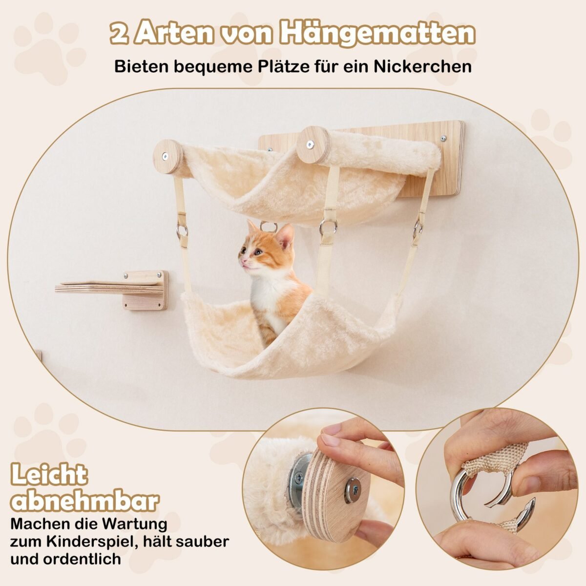 Sieninis kačių draskyklė su poilsio nameliu ir platformomis (Natūrali)