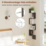 5 pakopų kampinė sieninė lentyna (Pilka)