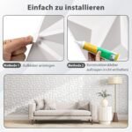 3D sienų panelės deimantų raštu (100 vnt.) (Balta)