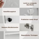 Aukštas spintelės tipo naktinis staliukas su integruota įkrovimo stotele (Balta)