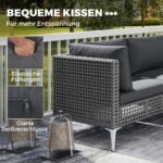 Lauko baldų komplektas su stalu ir pagalvėmis (Pilka)