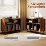 Stovas plokštelių grotuvui su lentynėlėmis (Ruda)