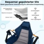 Sąlyginis lauko krėslas su reguliuojama atlošo padėtimi ir puodelių laikikliu (Mėlyna)