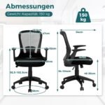 Ergonomiška biuro kėdė su atlenkiamais porankiais ir juosmens atrama (Juoda)