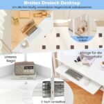 Kampinis rašomasis stalas su integruota įkrovimo stotele ir LED apšvietimu (Balta)