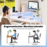 Kampinis rašomasis stalas su integruota įkrovimo stotele ir LED apšvietimu (Balta)