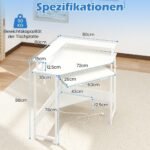 Kampinis rašomasis stalas su integruota įkrovimo stotele ir LED apšvietimu (Balta)