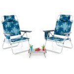 Sulankstoma lauko kėdė su staliuku (Mėlyna)