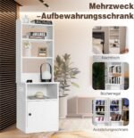 Aukštas spintelės tipo naktinis staliukas su integruota įkrovimo stotele (Balta)