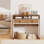 Ištraukiamasis stalas su dviem stalčiais (Natūrali)