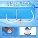 Stačiakampis antžeminis baseinas su filtravimo siurbliu (Mėlyna)