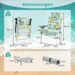 Sulankstomos kempingo kėdės su reguliuojamu atlošu ir stalu (Žalia)