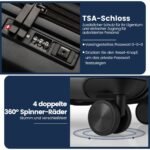 Išplečiamas kelioninis lagaminas su priekine kišene 20 colių (Juoda)