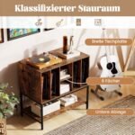 Stovas patefonui su integruota įkrovimo stotele ir vieta vinilinėms plokštelėms laikyti (Kavos)