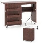 Sulankstomas siuvimo stalas su integruota įkrovimo stotele (Kavos)