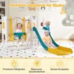 Vaikiškas žaidimų kompleksas su čiuožykla ir sūpynėmis (Geltona)