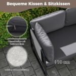 Lauko dvivietė sofa su pagalvėmis (Pilka)