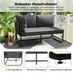 Lauko dvivietė sofa su pagalvėmis (Pilka)