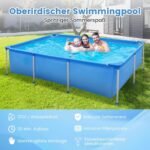 Stačiakampis antžeminis baseinas su filtravimo siurbliu (Mėlyna)