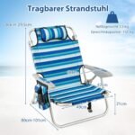 Sulankstoma kempingo kėdė su reguliuojamu atlošu ir šaldymo krepšiu (Mėlyna)