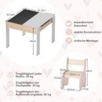 Vaikiška 4-in-1 medinė baldų grupė su nuimamu stalviršiu ir daiktadėže (Rožinė)